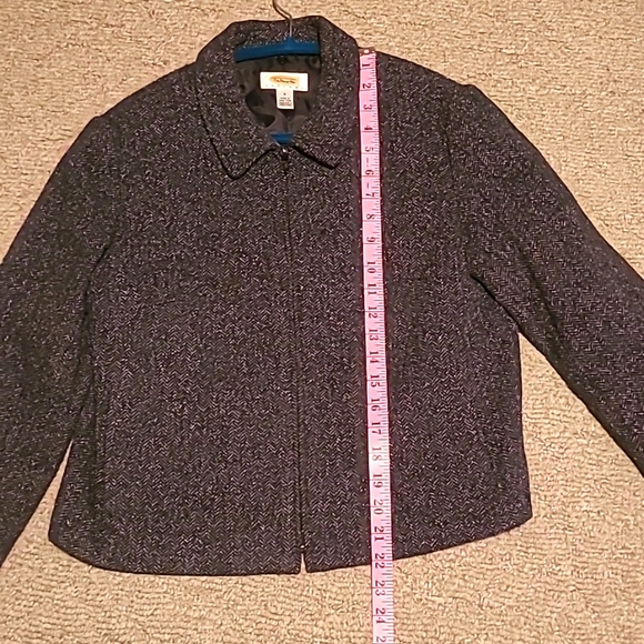 Talbots Dad Jacket Tweed Wool Silk Blend Zip Up Coach Blazer Coat Size 8 Petites - Picture 8 of 10